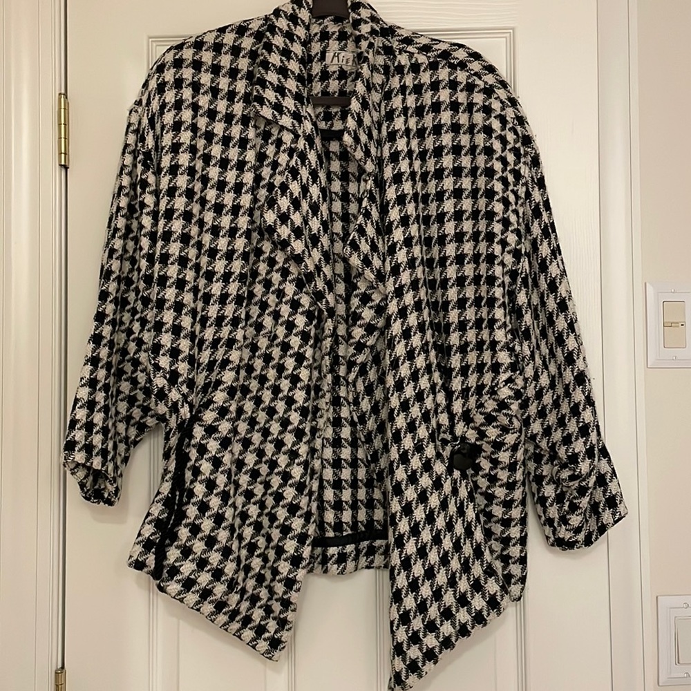 Black and white Designer oversized checkered jacket